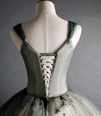 Dusty Green Ball Gown Beaded Tulle Formal Dress, Ball Gown Sweet 16 Dresses Dusty Green Ball Gown Beaded Tulle Formal Dress, Ball Gown Sweet 16 Dresses