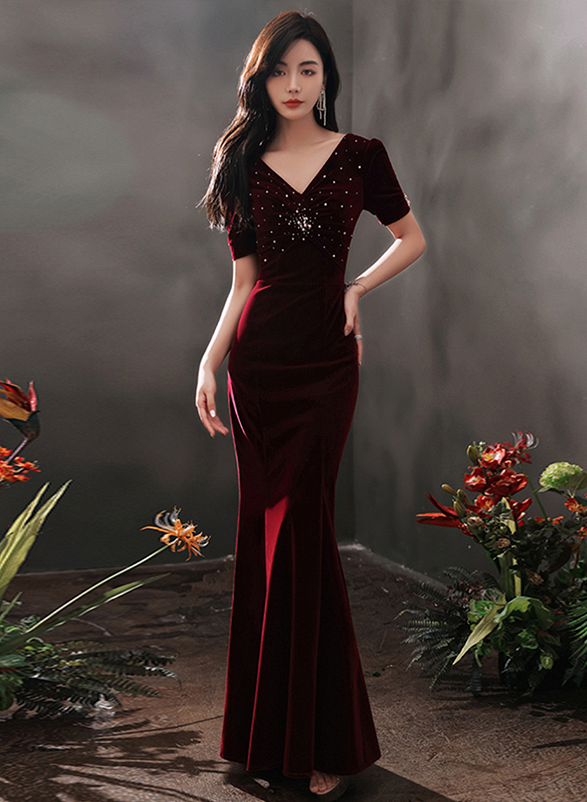wine red mermaid prom dresses Mermaid Burgundy Black Long Prom Dresses, Wine Red Black Mermaid Long Formal Graduation Dresses, US 16 / Custom Color / No Rush