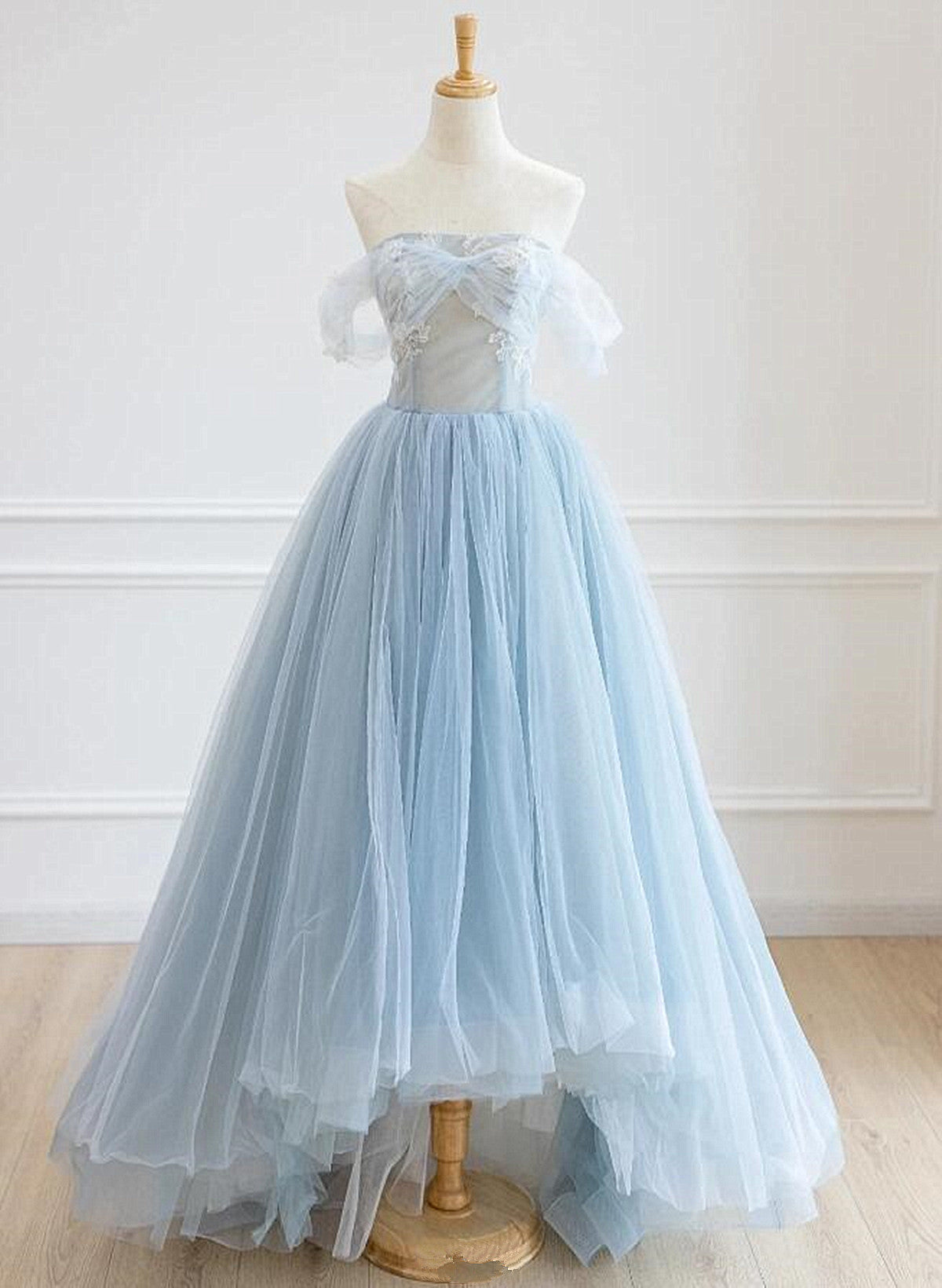 Light Blue High Low Tulle Sweetheart Prom Dress, Light Blue Homecoming Cutedressy Light Blue High Low Tulle Sweetheart Prom Dress, Light Blue Homecoming Cutedressy