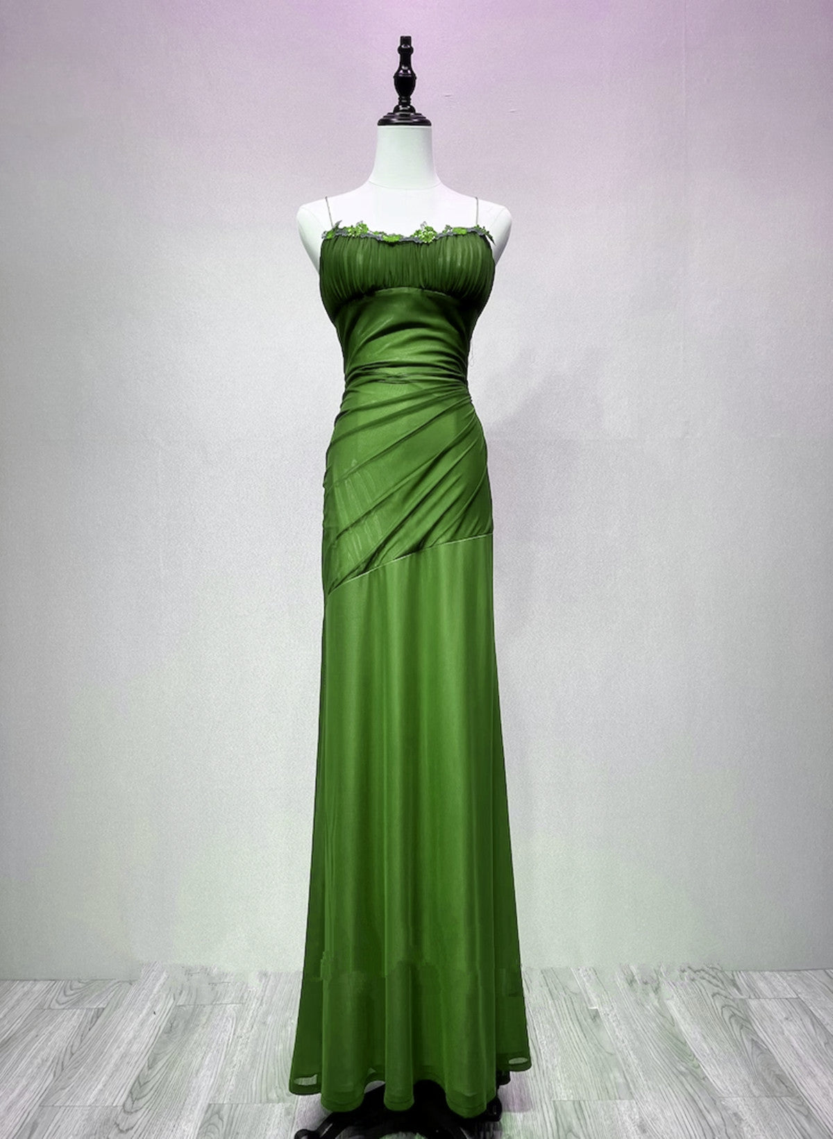 Green Straps Long Evening Dress Prom Dress, Vintage Style Formal Dress Cutedressy Green Straps Long Evening Dress Prom Dress, Vintage Style Formal Dress Cutedressy