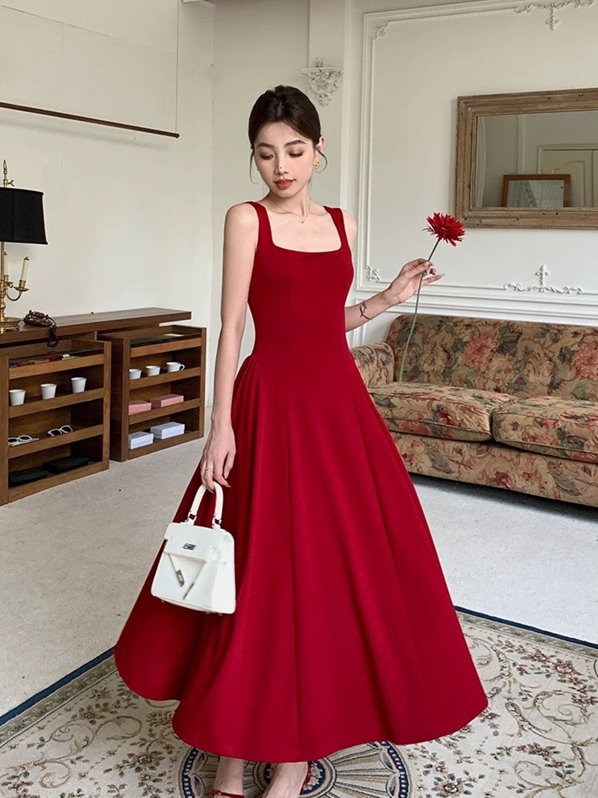 red spandex dress Wine Red Spandex Straps Ankle Party Dress, Wine Red Long Evening Dress