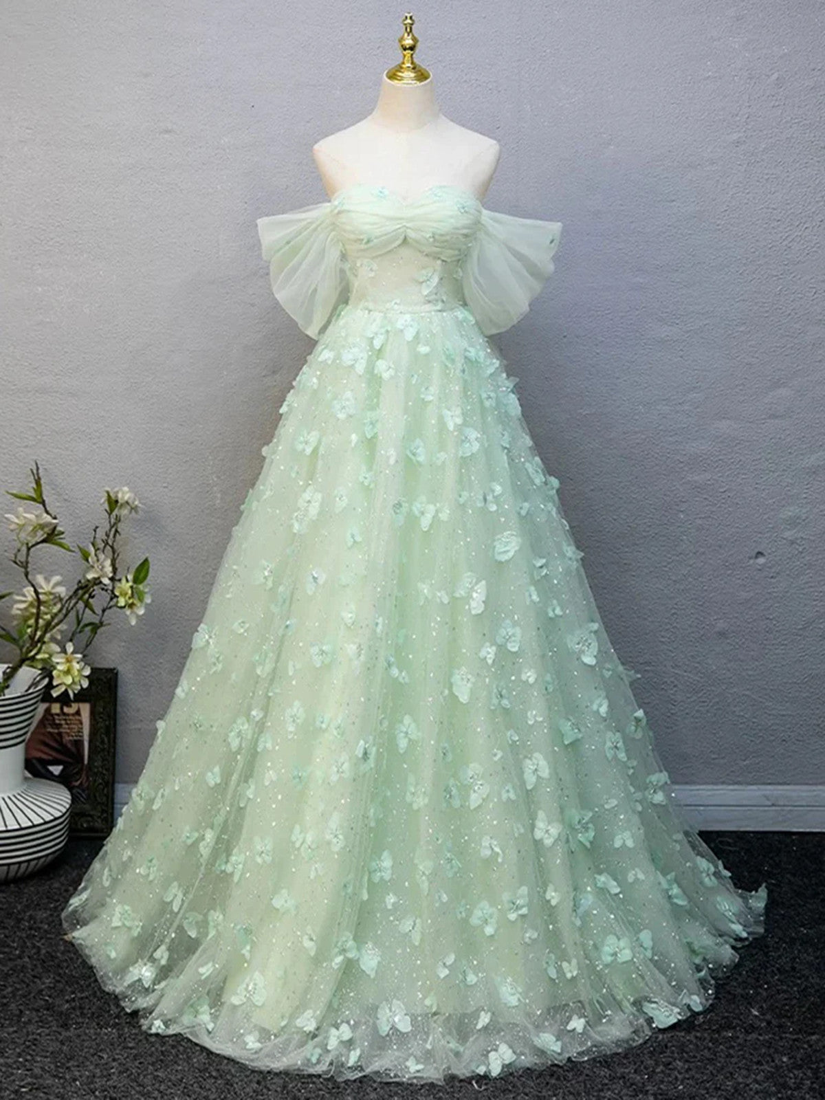 sweetheart off the shoulder long prom dress with lace Alexandria Sky Blue Mermaid Sweetheart Lace Prom Dress with Detachable Sleeves Sky Blue / 4