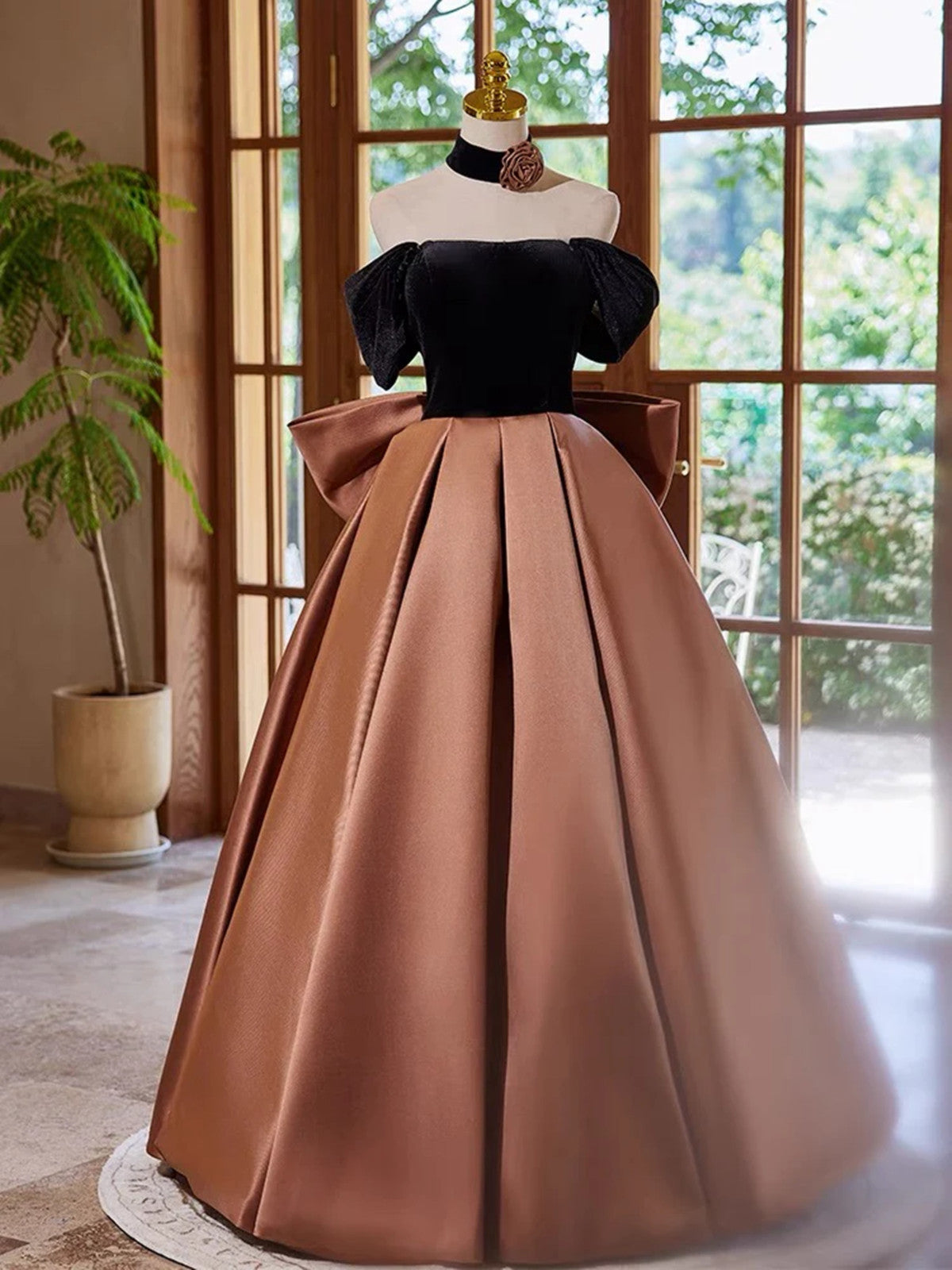 prom dresses brown hair Backless Long A Line Brown Beaded Sweetheart Tulle Prom Dresses PSK344 US0 / Custom Color