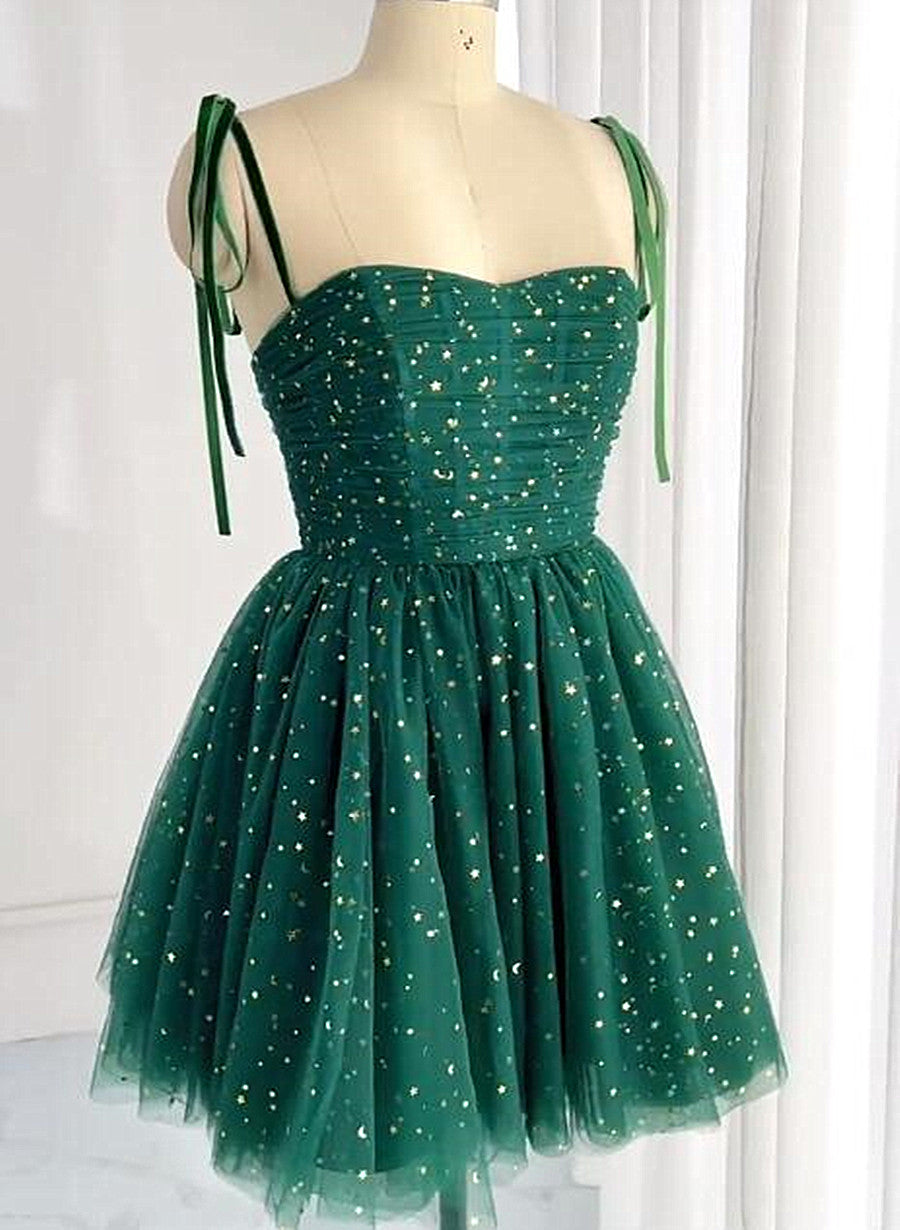 Dark Green Sweetheart Tulle Short Party Dress, Green Homecoming Dress Formal Dress Dark Green Sweetheart Tulle Short Party Dress, Green Homecoming Dress Formal Dress