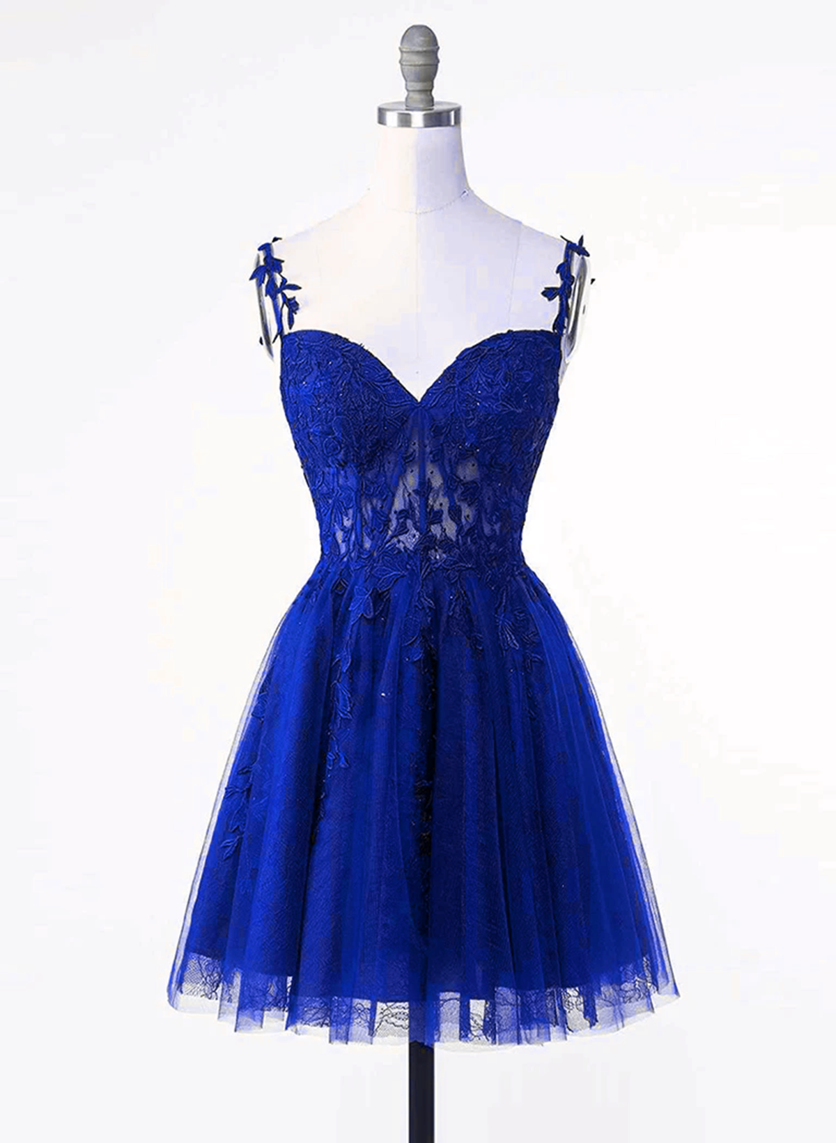 Royal Blue Tulle with Lace Straps Homecoming Dress, Royal Blue Short P Cutedressy Royal Blue Tulle with Lace Straps Homecoming Dress, Royal Blue Short P Cutedressy