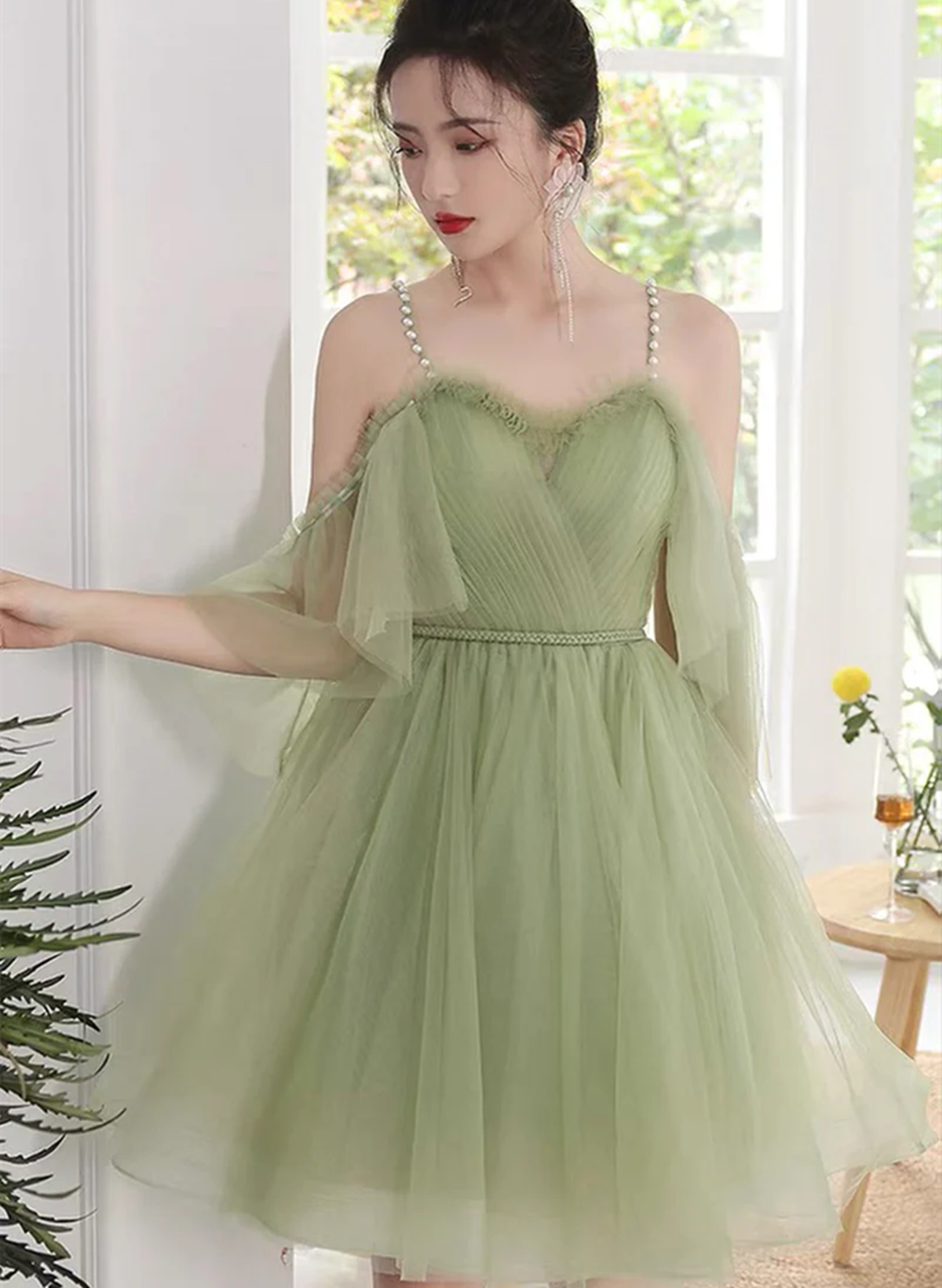 Cute Green Spaghetti Strap Sweetheart Short Prom Dress, Green Short Ho Cutedressy Cute Green Spaghetti Strap Sweetheart Short Prom Dress, Green Short Ho Cutedressy