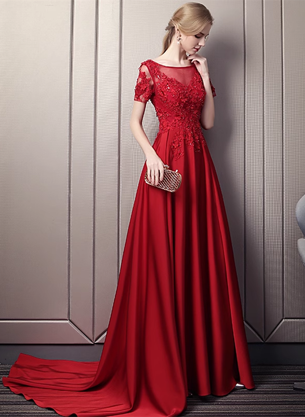 bridal party red dresses Red Velvet Sweetheart Simple Knee Length Wedding Party Dress, Short Red Formal Dress