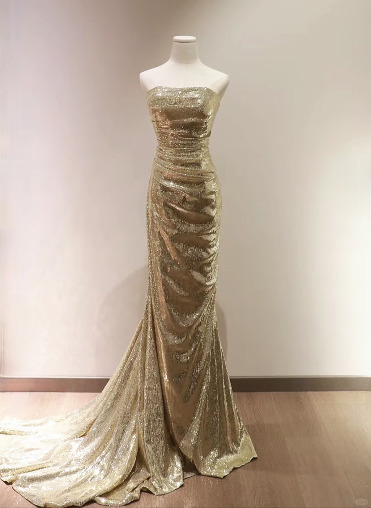 Gold Sequins Mermaid Scoop Long Evening Dress, Gold Long Prom Dress Pa Cutedressy Gold Sequins Mermaid Scoop Long Evening Dress, Gold Long Prom Dress Pa Cutedressy