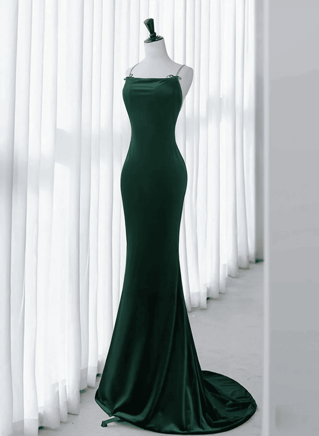 Mermaid Green Straps Backless Long Velvet Prom Dress, Green Party Dres Cutedressy Mermaid Green Straps Backless Long Velvet Prom Dress, Green Party Dres Cutedressy