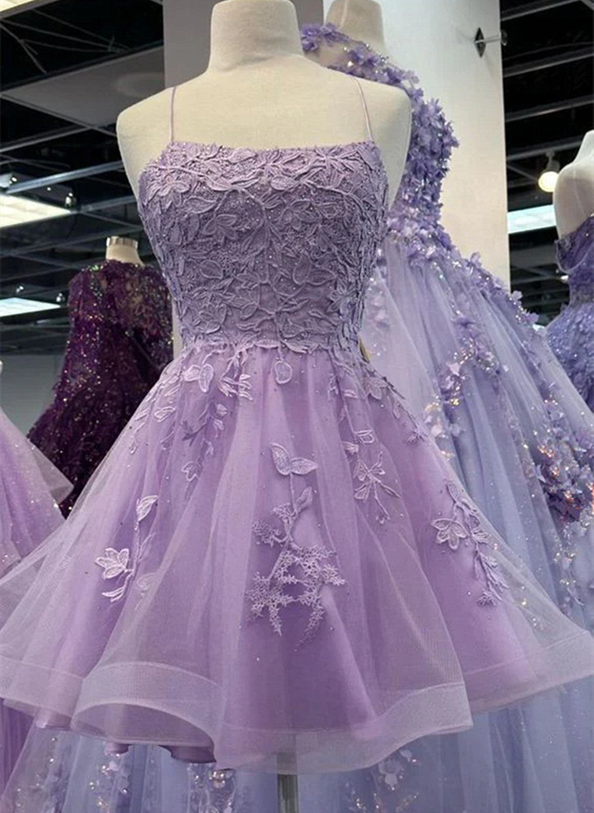 Light Purple Knee Length Party Dress, Light Purple Homecoming Dress wi Light Purple Knee Length Party Dress, Light Purple Homecoming Dress wi