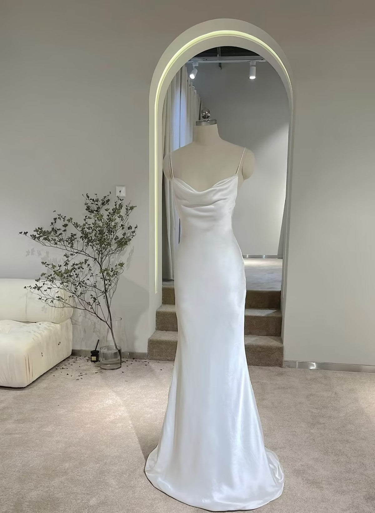 White Soft Satin Straps Simple Long Wedding Party Dress, White Long Ev Cutedressy White Soft Satin Straps Simple Long Wedding Party Dress, White Long Ev Cutedressy
