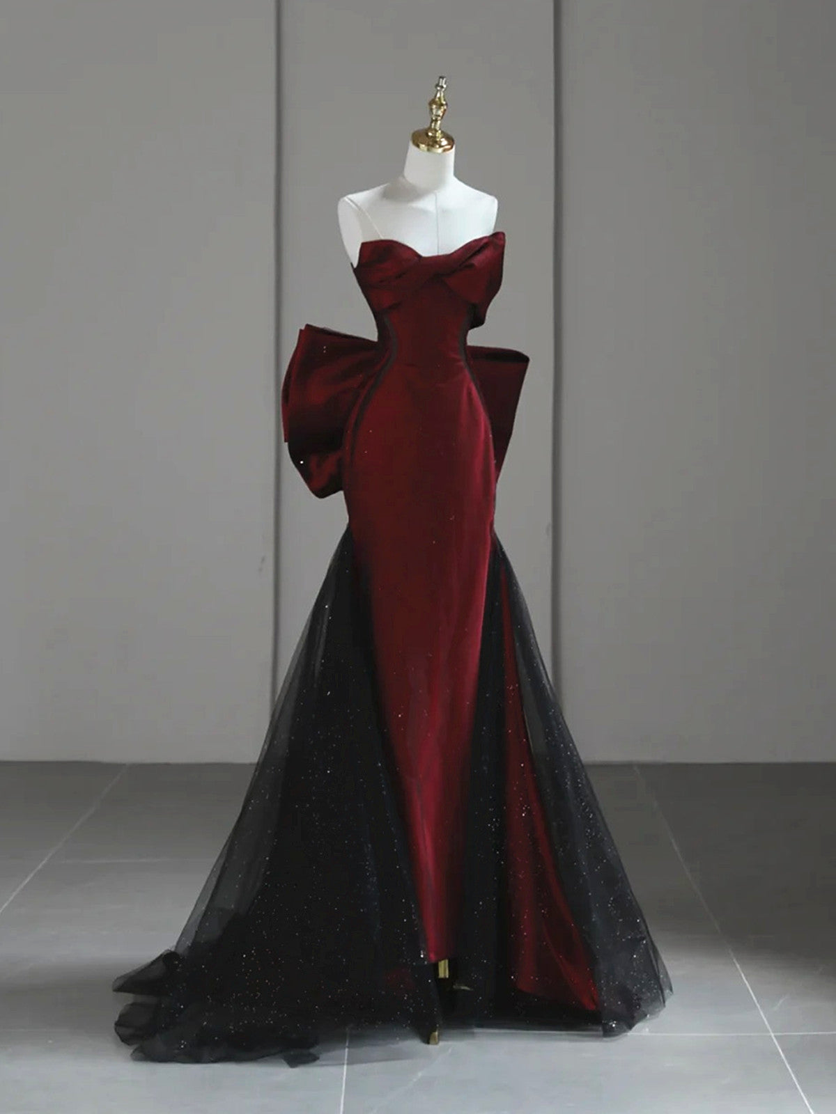 Black and Red Strapless Long Prom Dress, Elegant Evening Formal Gown w – Cutedressy Black and Red Strapless Long Prom Dress, Elegant Evening Formal Gown w – Cutedressy