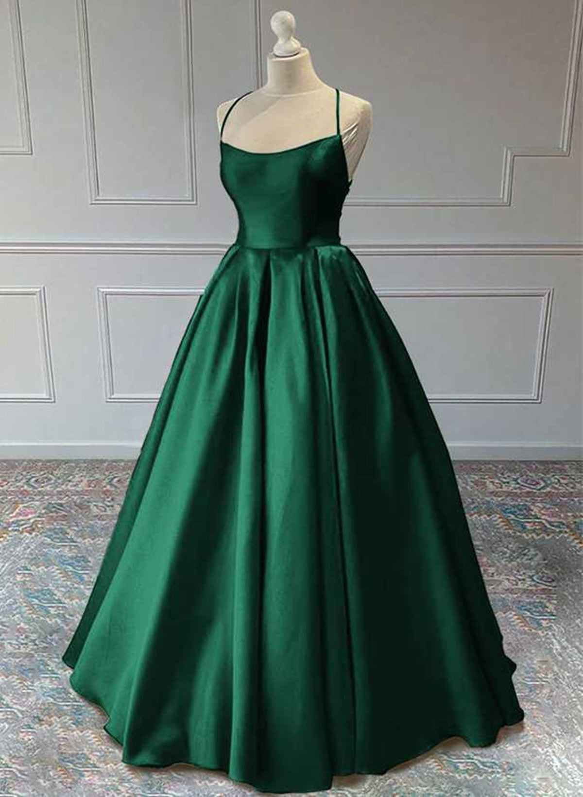 Green Satin Lace-up Long Formal Dress, Green Satin Long Prom Dress Eve Cutedressy Green Satin Lace-up Long Formal Dress, Green Satin Long Prom Dress Eve Cutedressy