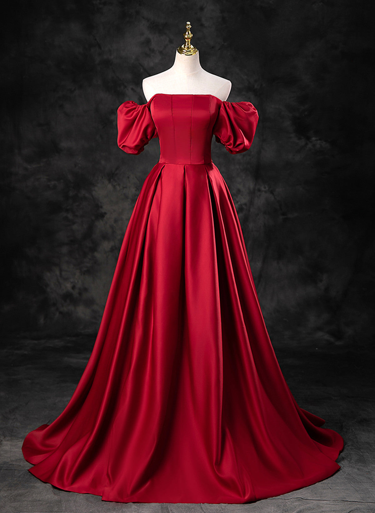 Red Satin Off Shoulder Long Simple A-line Wedding Party Dress, Red Lon Cutedressy Red Satin Off Shoulder Long Simple A-line Wedding Party Dress, Red Lon Cutedressy
