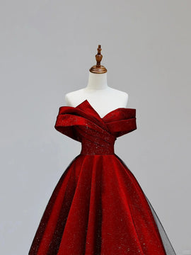 Chic A-line Satin Off Shoulder Long Party Dress, Sweetheart Floor Length Prom Dress