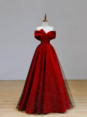 Chic A-line Satin Off Shoulder Long Party Dress, Sweetheart Floor Length Prom Dress Chic A-line Satin Off Shoulder Long Party Dress, Sweetheart Floor Length Prom Dress