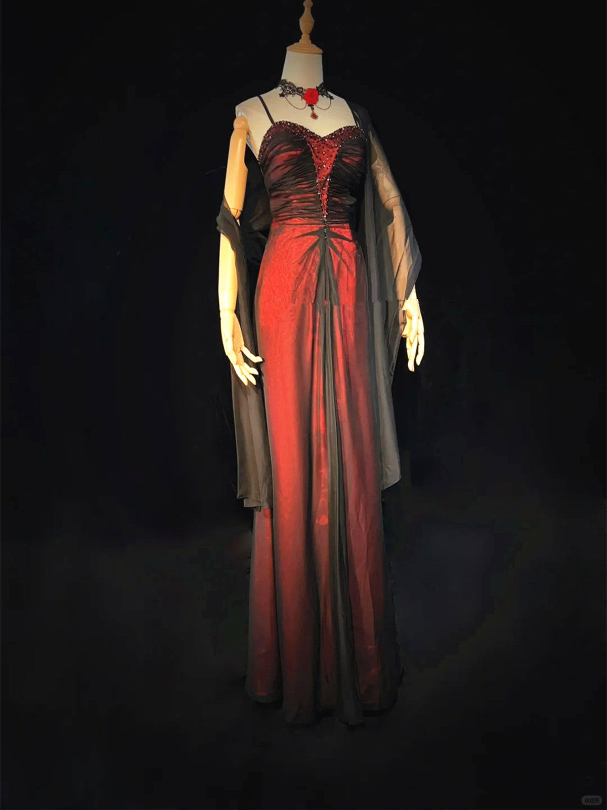 A-line Style Black and Red Beaded Prom Dress, Black and Red Formal Dre Cutedressy A-line Style Black and Red Beaded Prom Dress, Black and Red Formal Dre Cutedressy