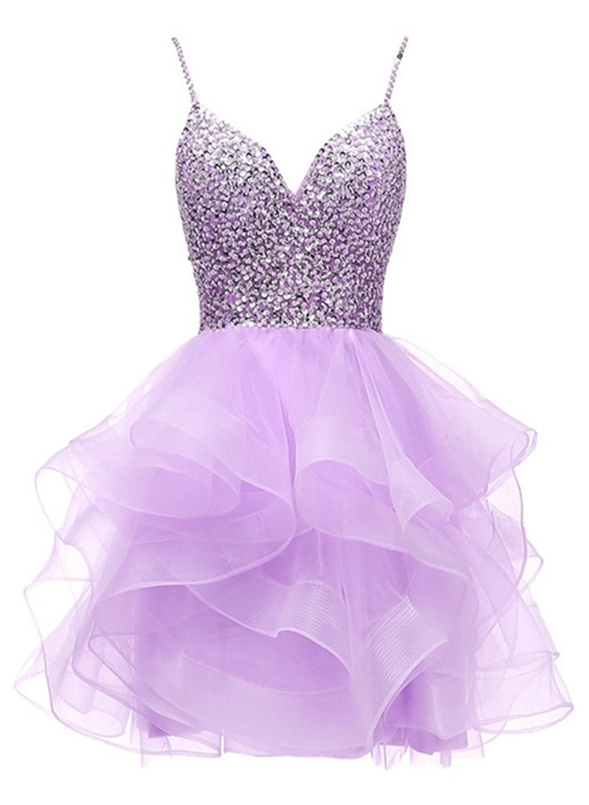 Light Purple Tulle Beaded Short Homecoming Dress, Light Purple Short P Cutedressy Light Purple Tulle Beaded Short Homecoming Dress, Light Purple Short P Cutedressy
