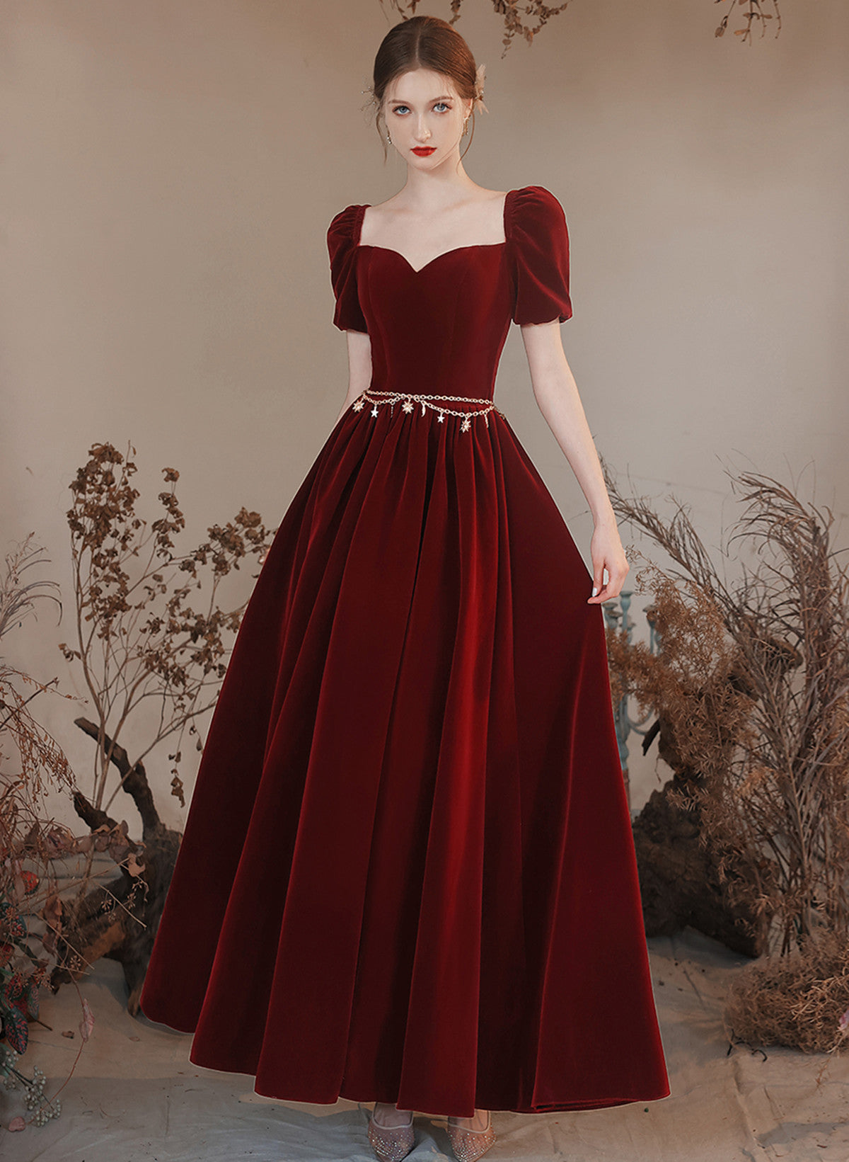 Wine Red Velvet Long A-line Party Dress, Wine Red Evening Dress Prom D Cutedressy Wine Red Velvet Long A-line Party Dress, Wine Red Evening Dress Prom D Cutedressy