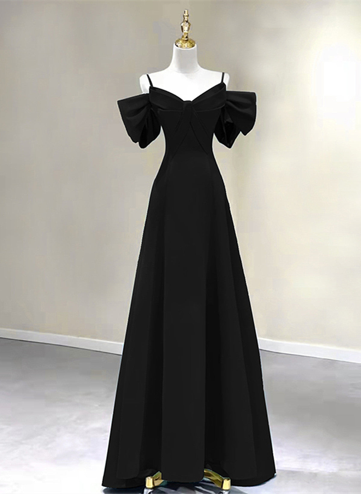A-line Chiffon Black Off Shoulder Sweetheart Prom Dress, Black Chiffon Cutedressy A-line Chiffon Black Off Shoulder Sweetheart Prom Dress, Black Chiffon Cutedressy