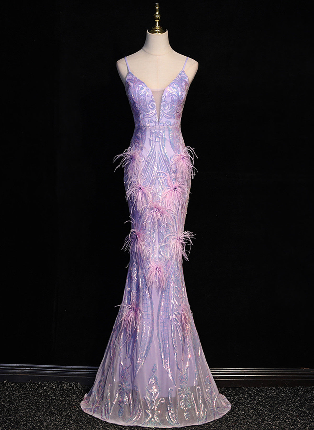 Light Purple Sequins Mermaid Long Party Dress, Light Purple Evening Dr Cutedressy Light Purple Sequins Mermaid Long Party Dress, Light Purple Evening Dr Cutedressy