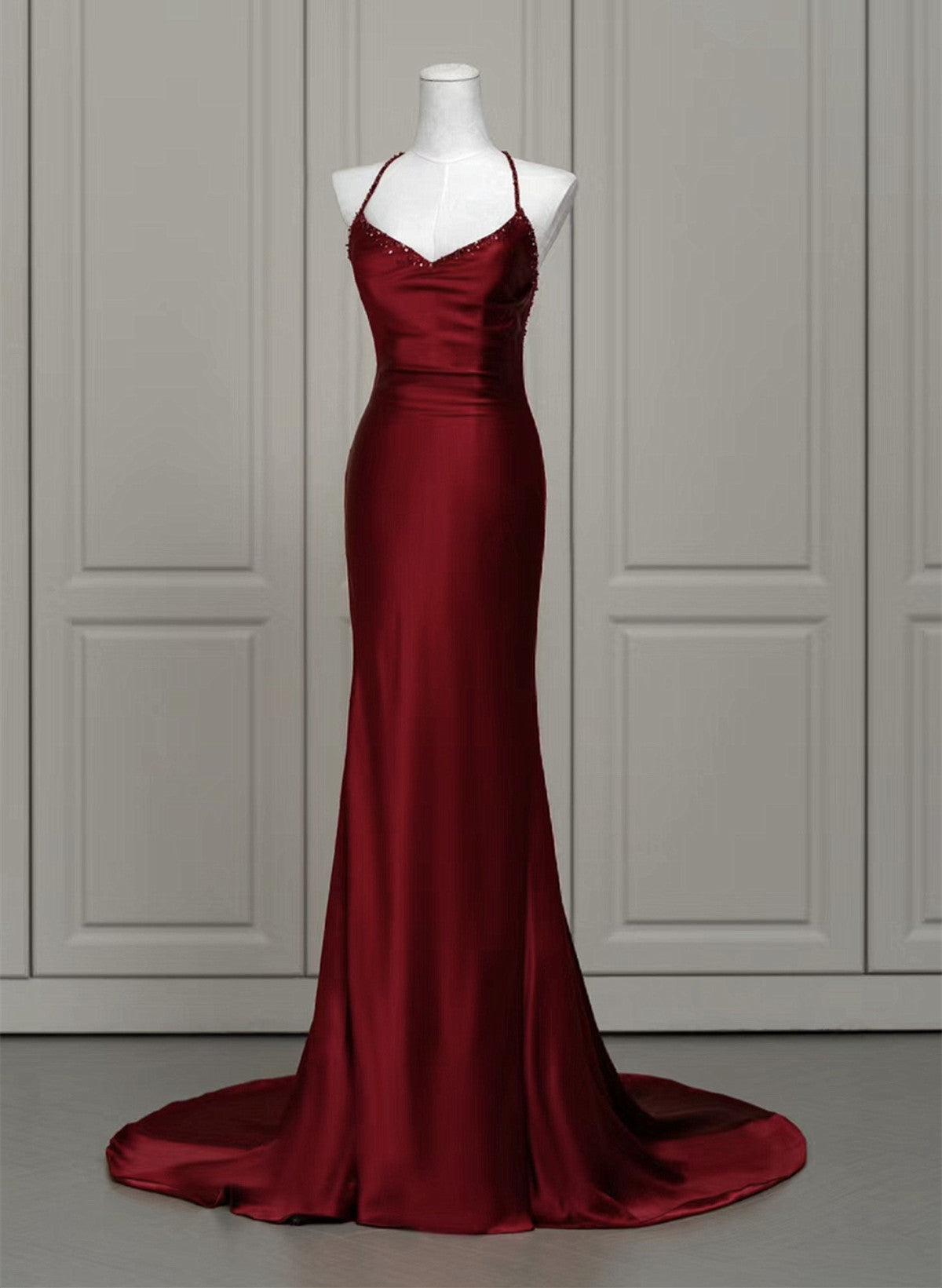 Wine Red Mermaid Backless Long Evening Dress, Wine Red Long Prom Dress Cutedressy Wine Red Mermaid Backless Long Evening Dress, Wine Red Long Prom Dress Cutedressy