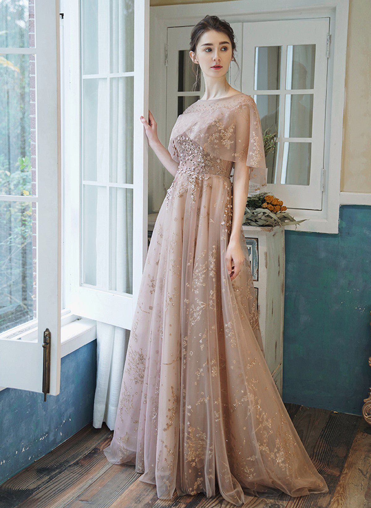 Dark Pink Tulle with Lace Applique Long Party Dress, Pink Tulle A-line – Cutedressy Dark Pink Tulle with Lace Applique Long Party Dress, Pink Tulle A-line – Cutedressy