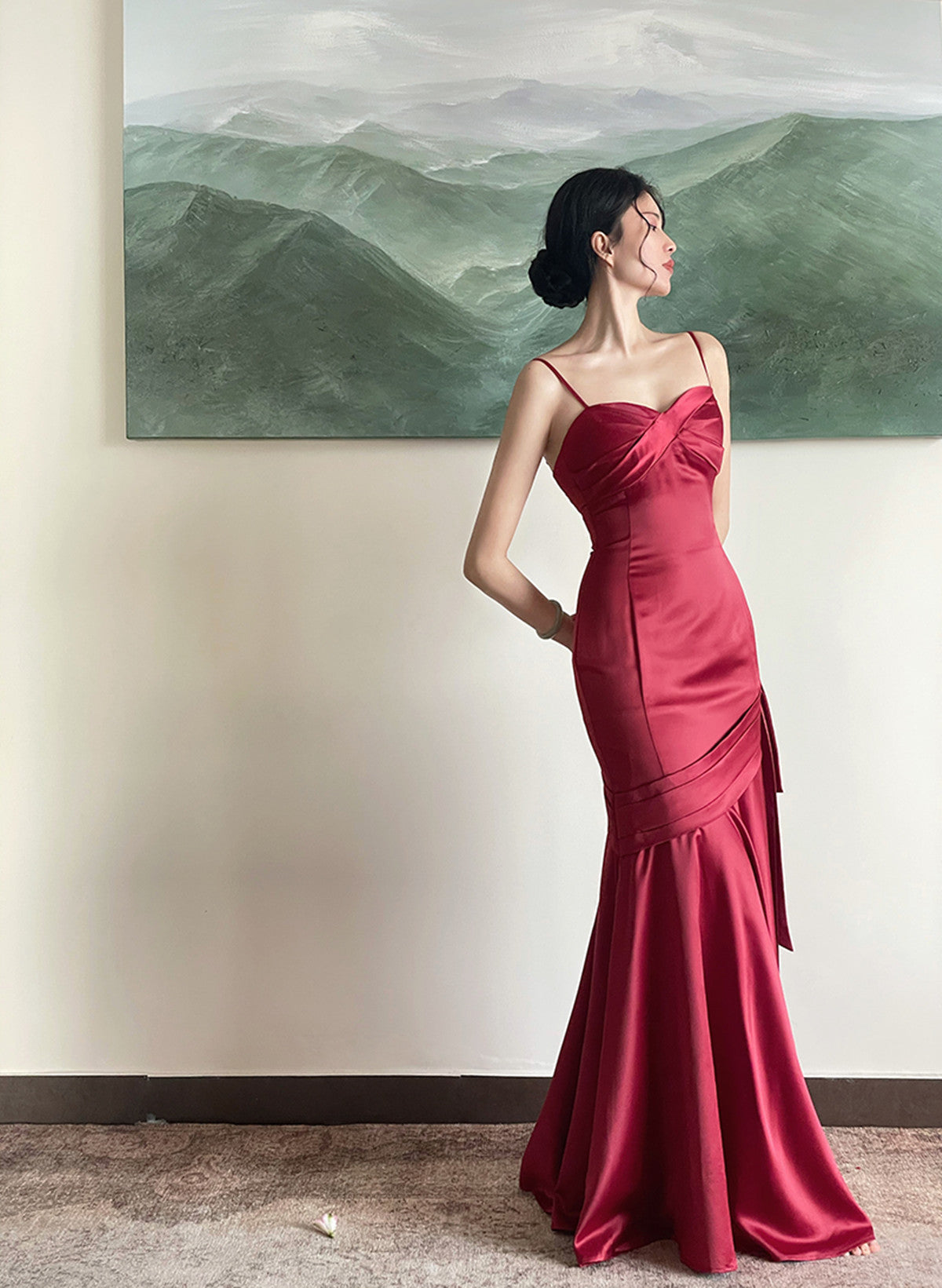 Burgundy Satin Sweetheart Straps Prom Dress, Burgundy Long Evening Dre Cutedressy Burgundy Satin Sweetheart Straps Prom Dress, Burgundy Long Evening Dre Cutedressy