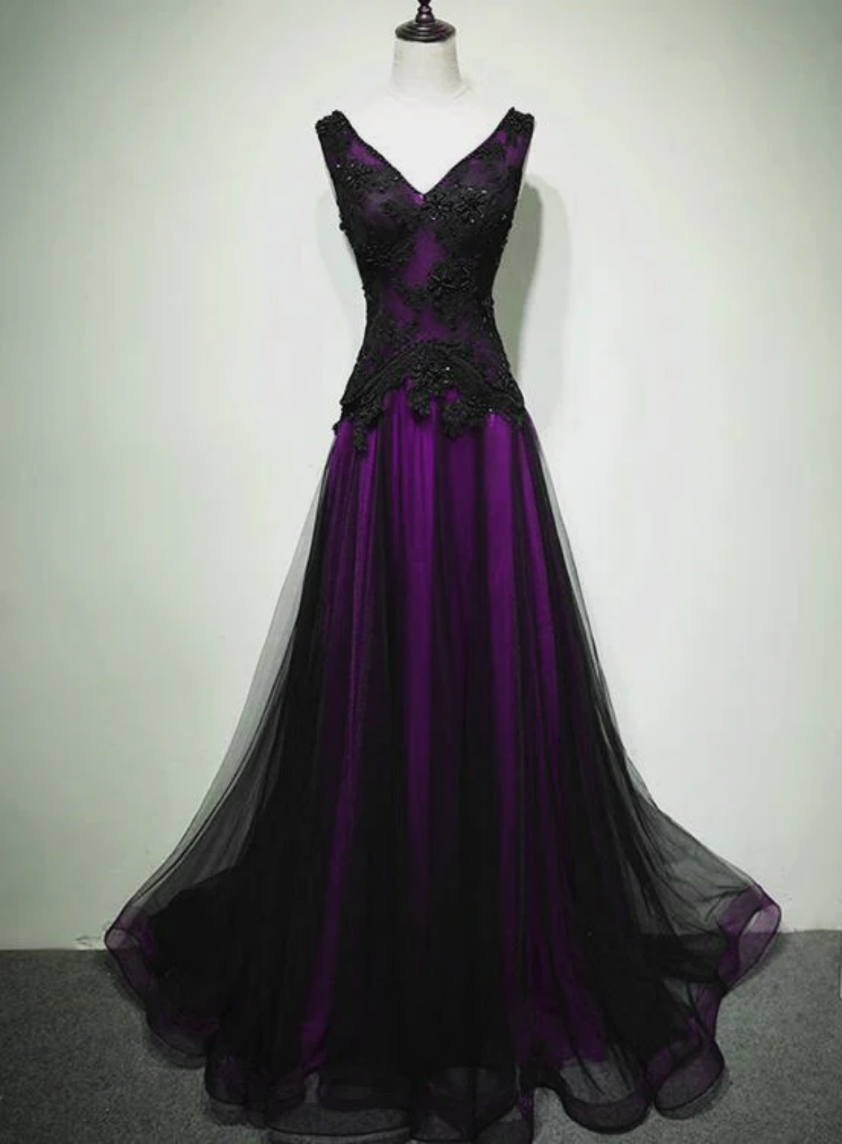 Black and purple formal dresses discount