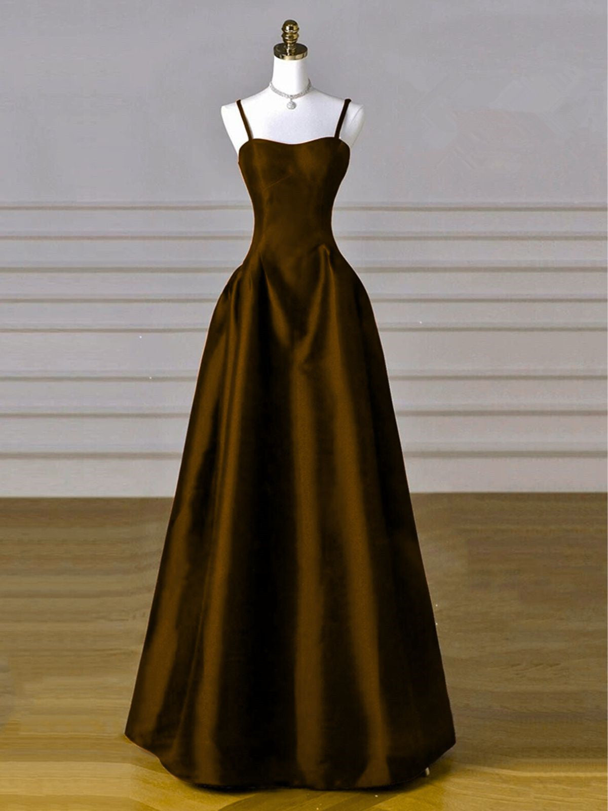 Brown Satin A-line Sweetheart Long Formal Dress, Simple Brown Evening Cutedressy Brown Satin A-line Sweetheart Long Formal Dress, Simple Brown Evening Cutedressy