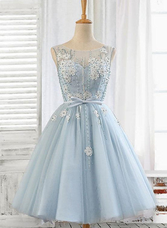 Light Blue Round Neckline Short Party Dress , Homecoming Dresses Cutedressy Light Blue Round Neckline Short Party Dress , Homecoming Dresses Cutedressy