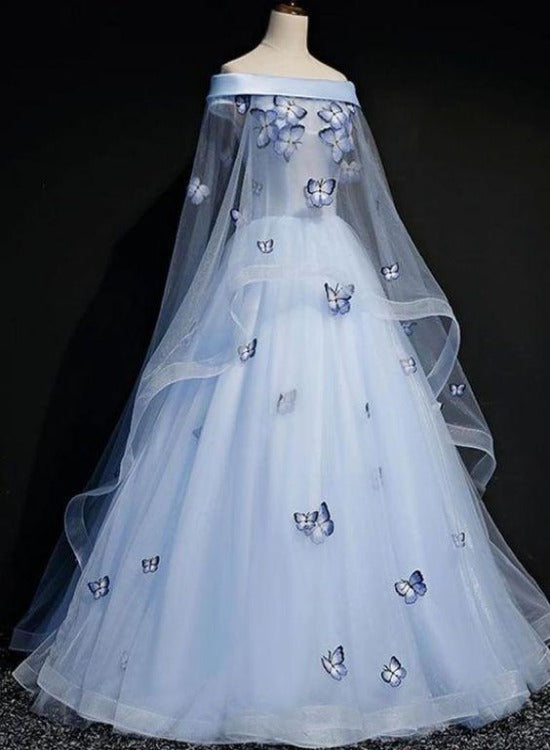 Beautiful Light Blue Ball Gown Lace-up Party Dress, Blue Prom Dress Cutedressy Beautiful Light Blue Ball Gown Lace-up Party Dress, Blue Prom Dress Cutedressy
