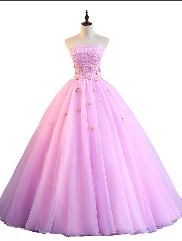 Pink Tulle Ball Gown Sweet 16 Party Dress, Pink Formal Dresses, Quince Cutedressy Pink Tulle Ball Gown Sweet 16 Party Dress, Pink Formal Dresses, Quince Cutedressy