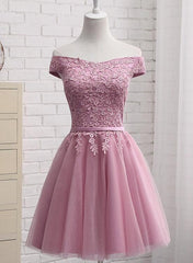 Lovely Off Shoulder Tulle Applique Simple Wedding Party Dress, Graduation Party Dresses, Tulle Dresses Lovely Off Shoulder Tulle Applique Simple Wedding Party Dress, Graduation Party Dresses, Tulle Dresses