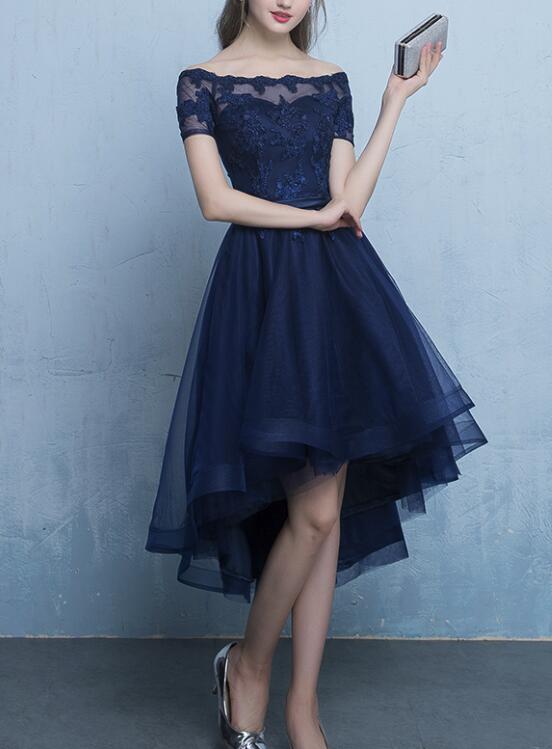 Navy Blue Cute Lace-up Prom Dress , Lovely Party Dress, Blue Homecomin Navy Blue Cute Lace-up Prom Dress , Lovely Party Dress, Blue Homecomin