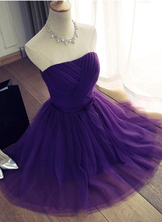 Dark Purple Cute Tulle Knee Length Formal Dress , Simple Prom Dresses Cutedressy Dark Purple Cute Tulle Knee Length Formal Dress , Simple Prom Dresses Cutedressy