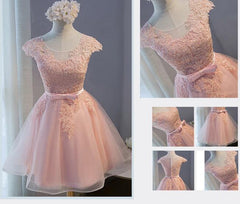 Pink Round Neckline Tulle Cute Knee Length Party Dress , Pink Party Dresses Pink Round Neckline Tulle Cute Knee Length Party Dress , Pink Party Dresses