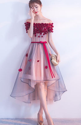 Lovely Tulle Off Shoulder High Low Party Dress, New Formal Dress