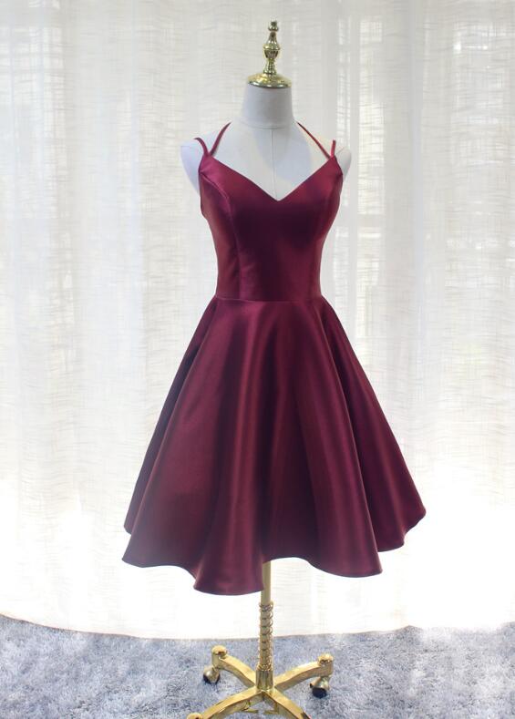 Charming Formal Dress, Straps Burgundy Satin High Quality Party Dress Cutedressy Charming Formal Dress, Straps Burgundy Satin High Quality Party Dress Cutedressy