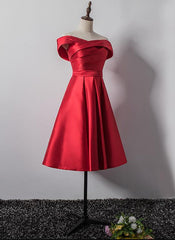 Cute Red Satin Off Shoulder Homecoming Dress, Red Homecoming Dress Cute Red Satin Off Shoulder Homecoming Dress, Red Homecoming Dress