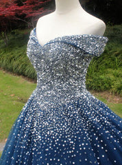 Beautiful Sweetheart Tulle Blue Beaded Formal Dress, Blue Sweet 16 Gown Beautiful Sweetheart Tulle Blue Beaded Formal Dress, Blue Sweet 16 Gown