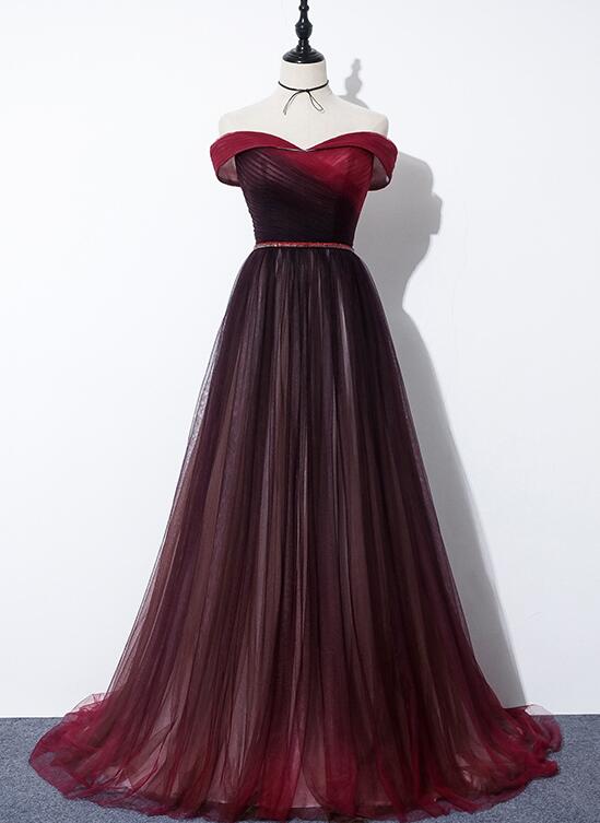 Beautiful Dark Red Gradient Sweetheart Wedding Party Dress, A-line Eve Cutedressy Beautiful Dark Red Gradient Sweetheart Wedding Party Dress, A-line Eve Cutedressy