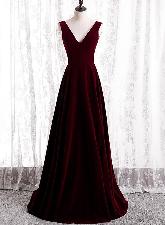 Beautiful Wine Red Simple Long A-ine Wedding Party Dress, Dark Red Pro Cutedressy Beautiful Wine Red Simple Long A-ine Wedding Party Dress, Dark Red Pro Cutedressy