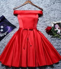 Cute Red Satin A-line Short Party Dress, Red Homecoming Dress Cute Red Satin A-line Short Party Dress, Red Homecoming Dress