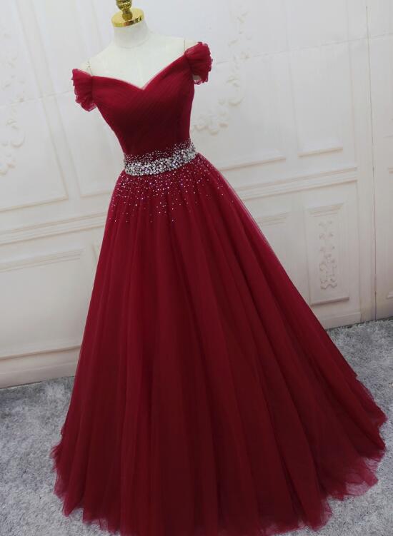 fodspor stil gaffel Wine Red Elegant Princess Gown, Handmade Off Shoulder Ball Gowns, Part –  Cutedressy