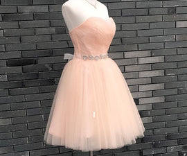 Lovely Handmade Pearl Pink Homecoming Dress, Lace-up Short Prom Dress