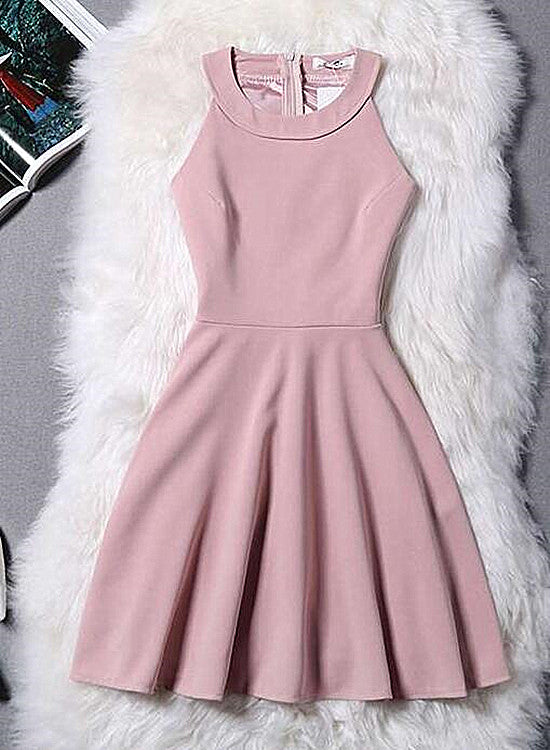 Lovely Pink Halter Chiffon Short Party Dress, Homecoming Dresses Cutedressy Lovely Pink Halter Chiffon Short Party Dress, Homecoming Dresses Cutedressy