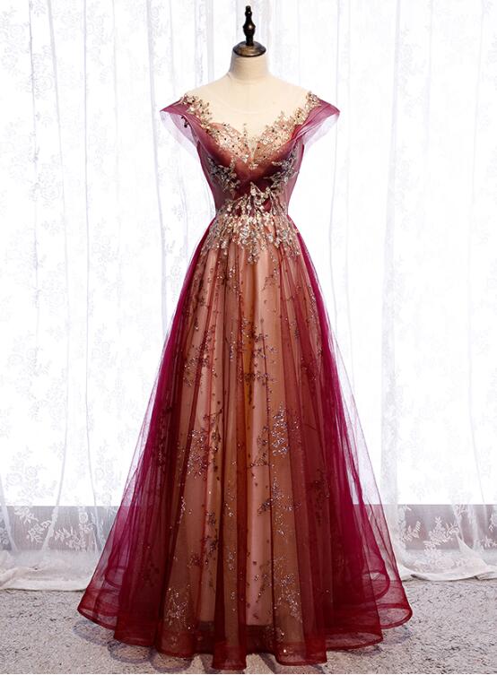 Beautiful Gradient Tulle Sweetheart A-line Prom Dress, Charming Formal Cutedressy Beautiful Gradient Tulle Sweetheart A-line Prom Dress, Charming Formal Cutedressy