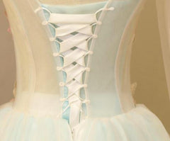 Light Blue Gorgeous Butterfly Long Formal Gowns, Handmade Tulle Gowns, Charming Teen Dresses