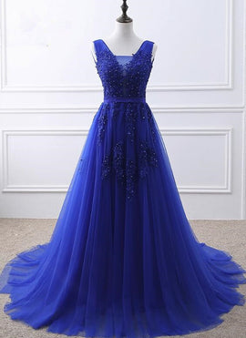 Tulle V-neckline Elegant Party Dress, Beautiful Formal Dress, Handmade Bridesmaid Dress